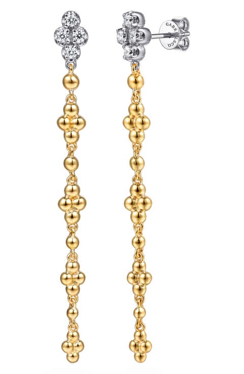 14k Gold Diamond Drop Earrings
