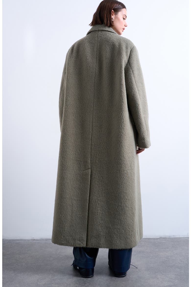 Longline Brushed Coat, Alternate, color, SAGE