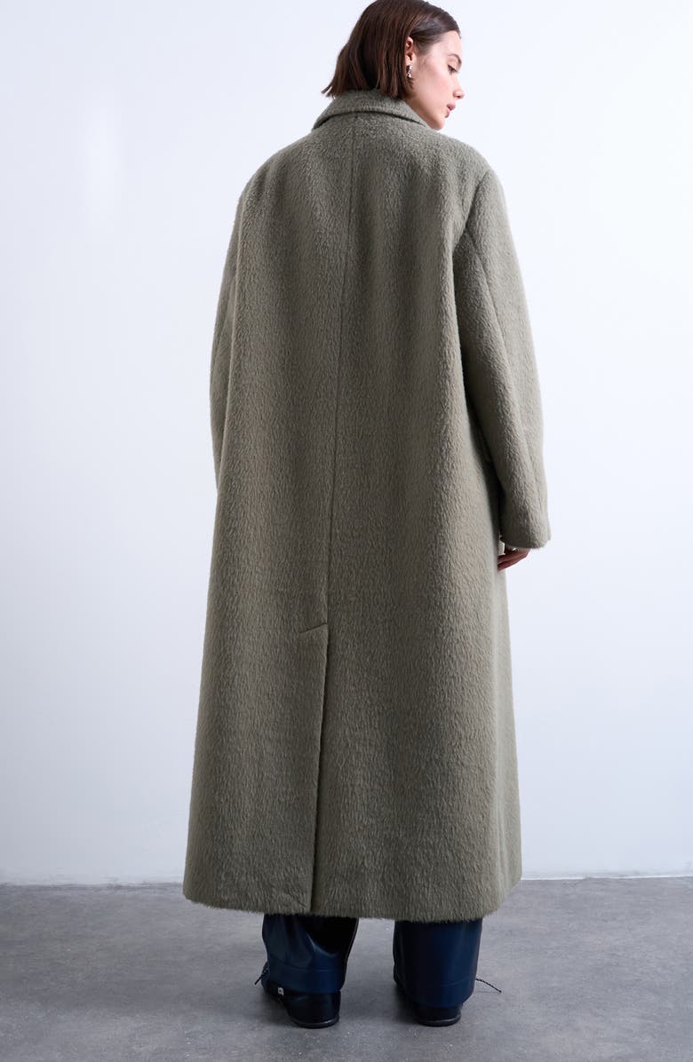 Topshop Longline Brushed Coat, Alternate, color, Sage