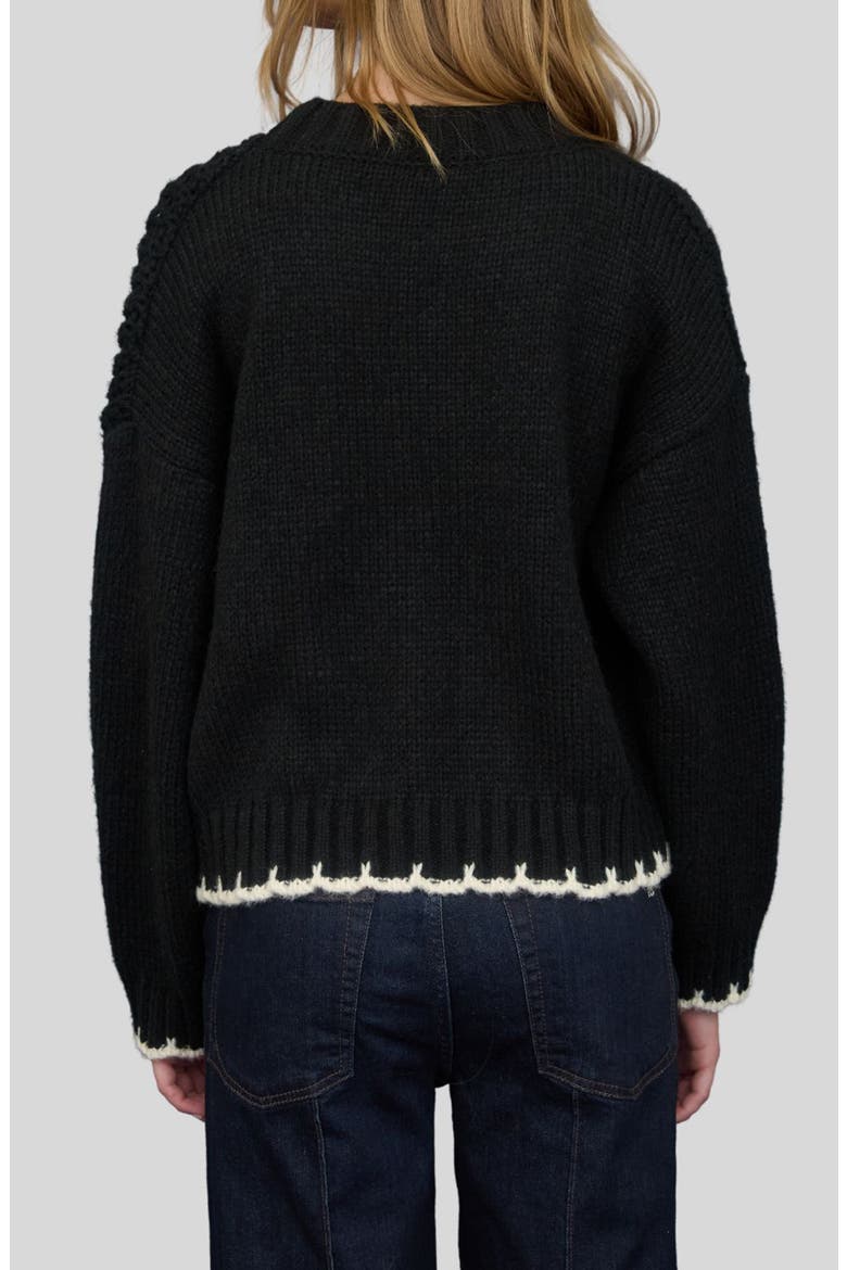 Mixed Cable Knit Sweater, Alternate, color, BLACK