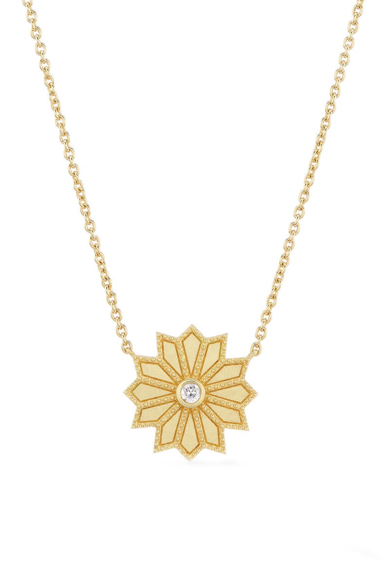 Orly Marcel Mini Sacred Flower Diamond Pendant Necklace, Main, color, Gold
