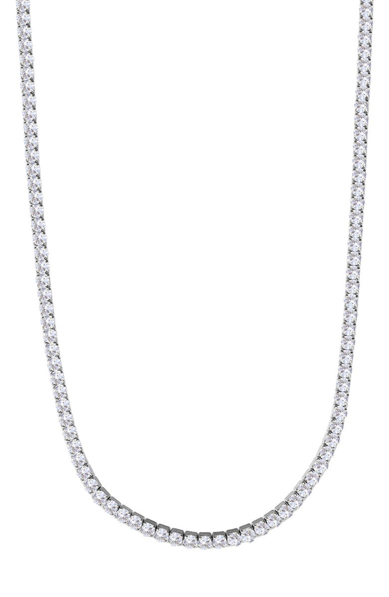 Adornia Crystal Tennis Necklace, Main, color, Silver
