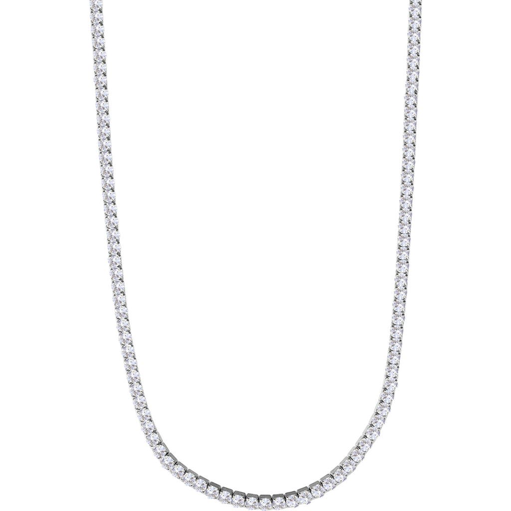 Adornia Silver Crystal 3mm Tennis Chain Necklace In Silver