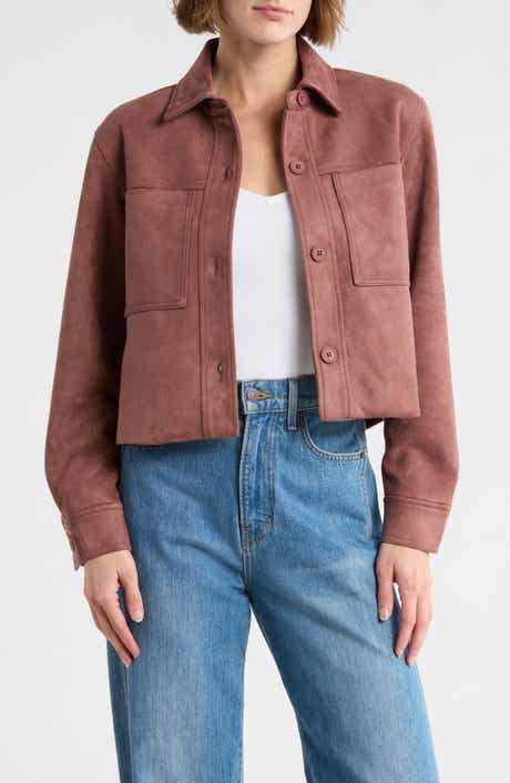 T Tahari Crop Faux Suede Jacket