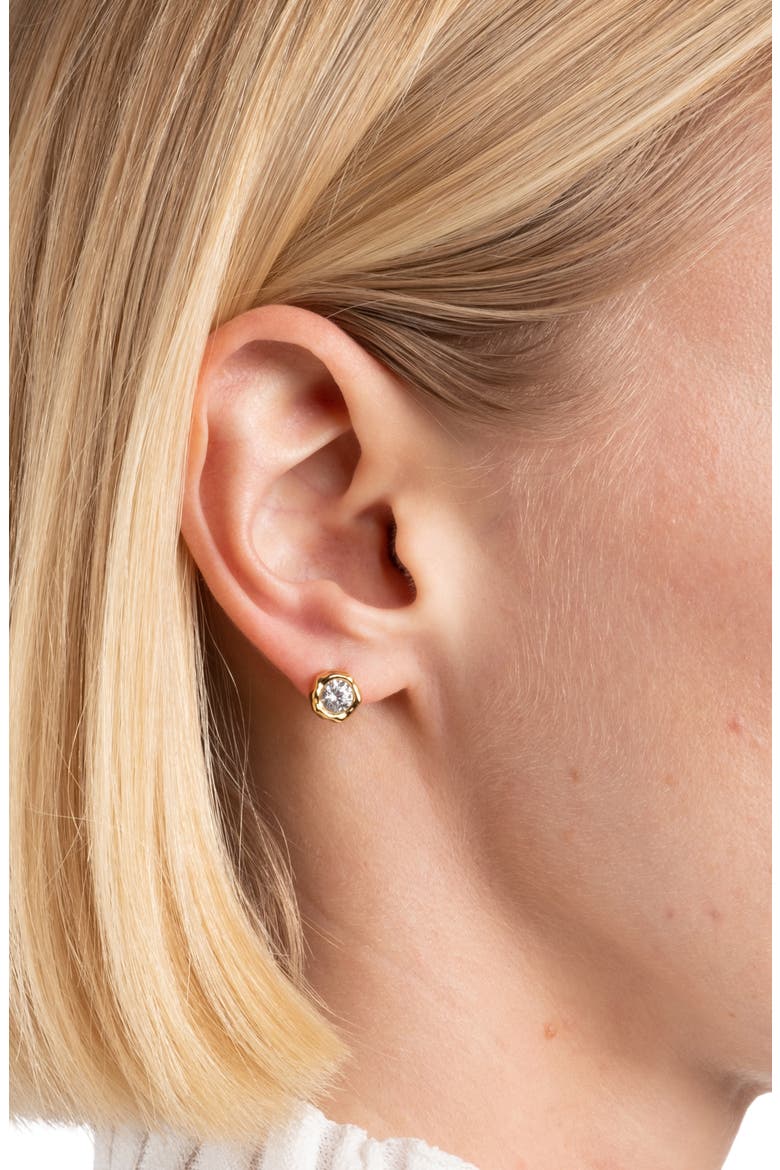 Asterales Molten Bezel Stud Earrings, Alternate, color, GOLD