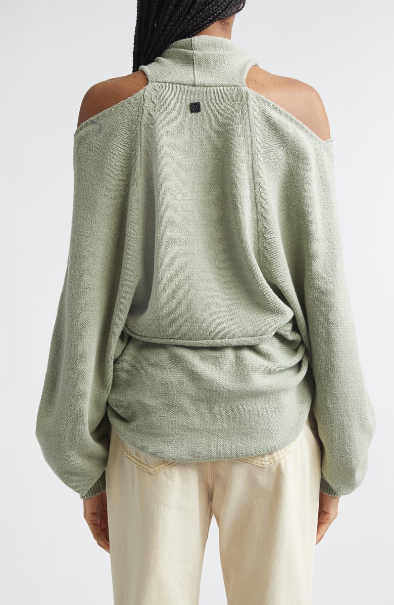 Balmain Halter Neck Cold Shoulder Silk Sweater, Alternate, color, 7Eu Sage