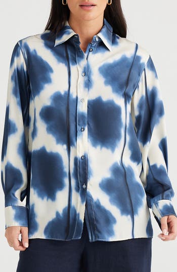 BRAVE + TRUE BRAVE+TRUE HUNTER ABSTRACT PRINT BUTTON-UP SHIRT