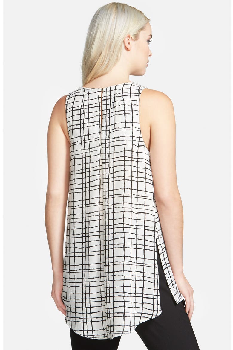 ASTR Print Side Slit Tunic, Alternate, color, WHITE/ BLACK