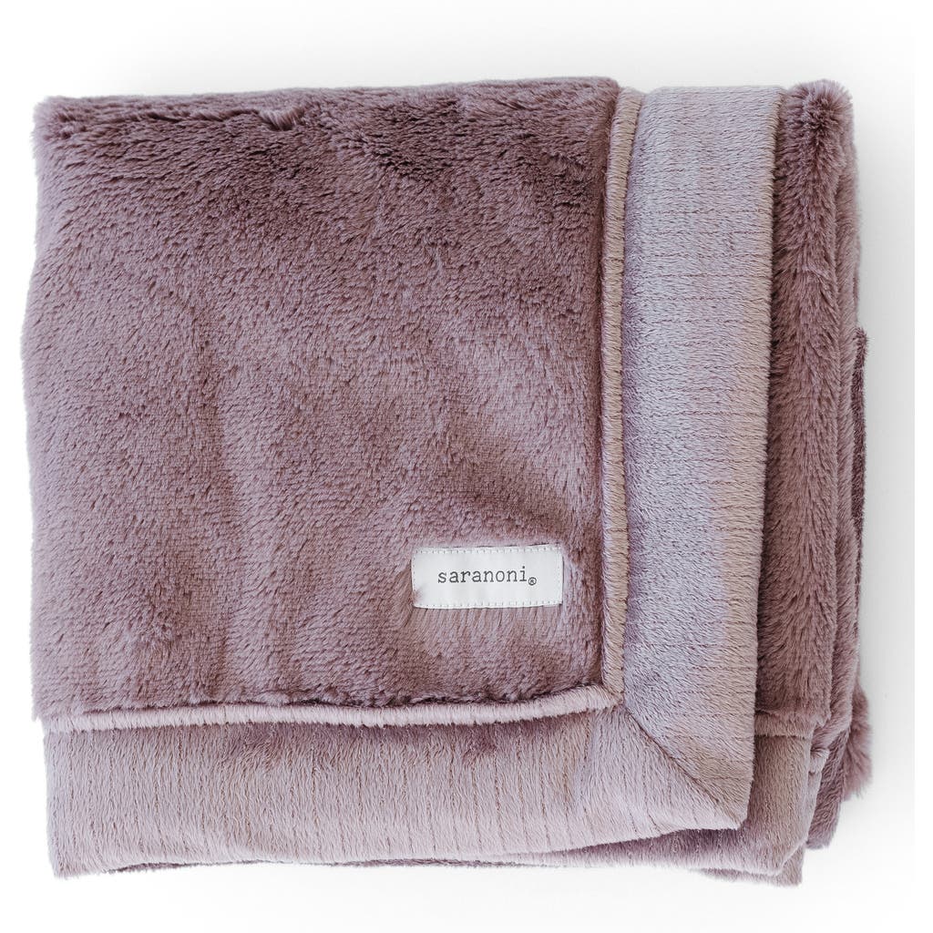 Saranoni Faux Fur Recieving Blanket In Purple