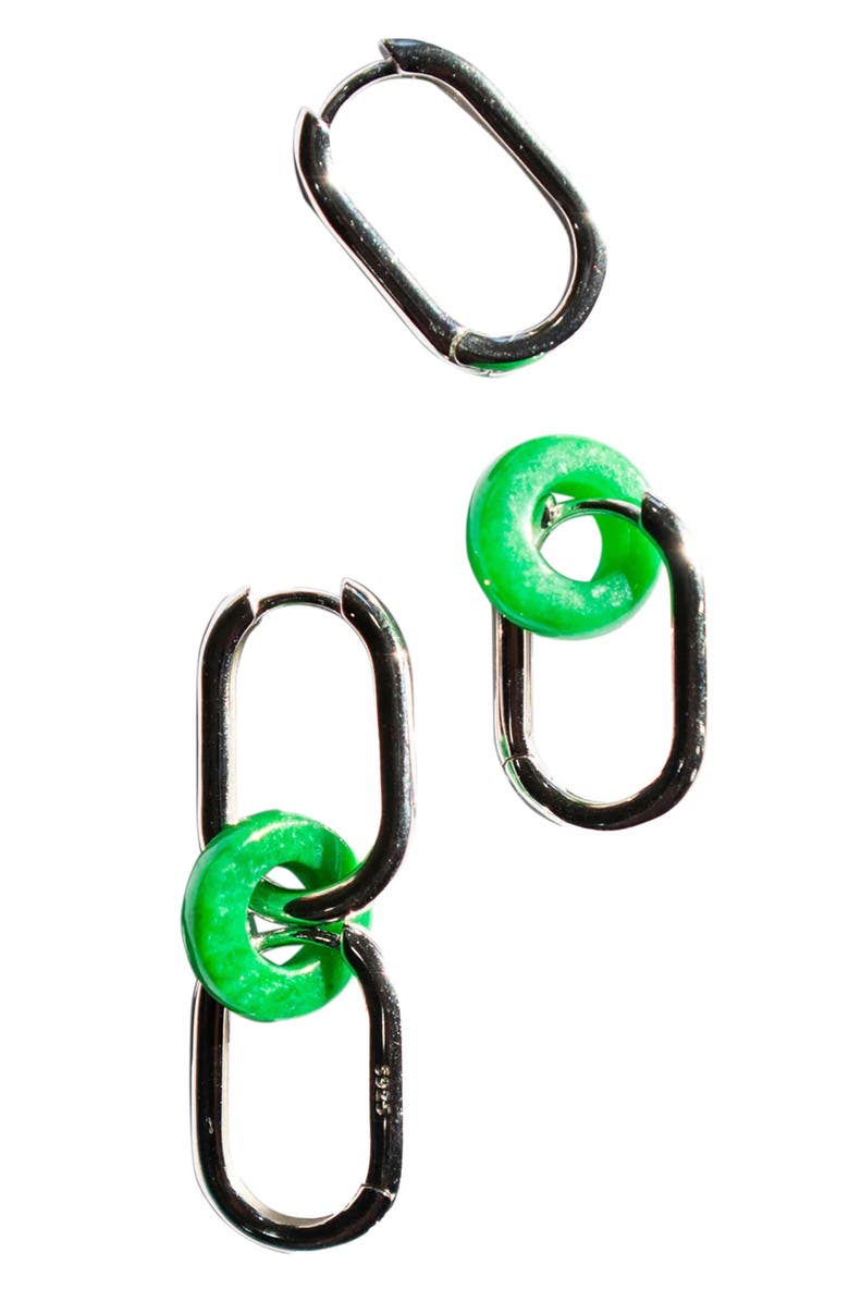 seree Della Convertible link large gold jade earrings, Main, color, Bright Green