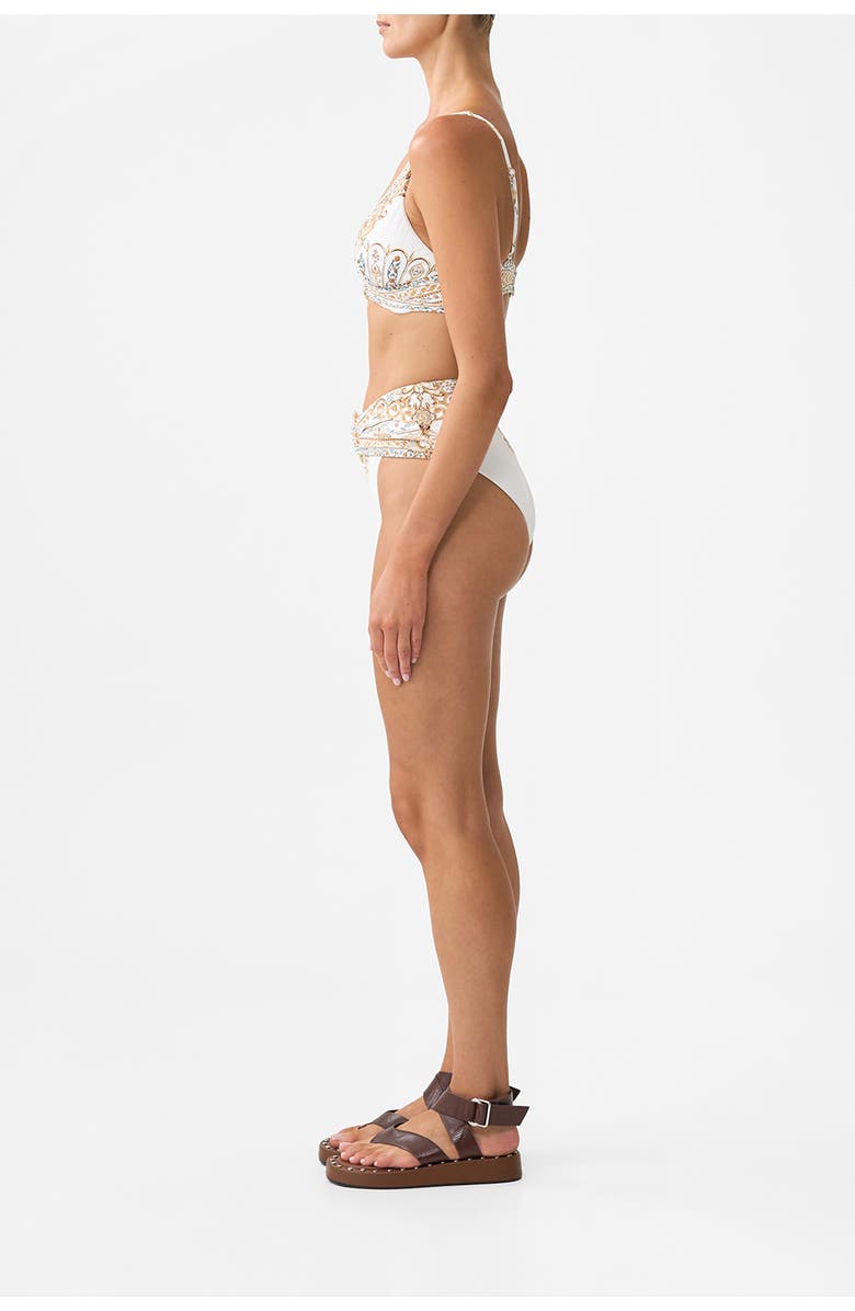 Camilla High Waist Bikini Bottom W Pleat Waist Trim Ottoman Dynasty, Alternate, color, Ottoman Dynasty