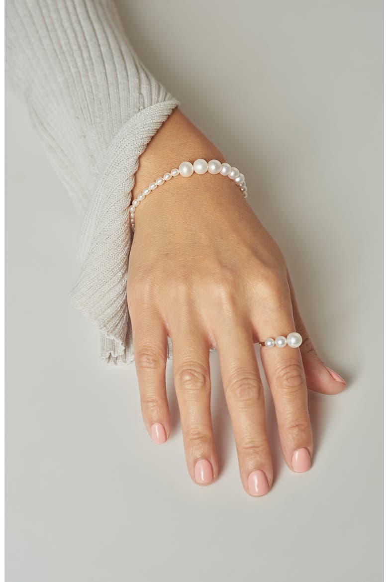 Graduated Cultured Pearl Ring, Alternate, color, YELLOW GOLD