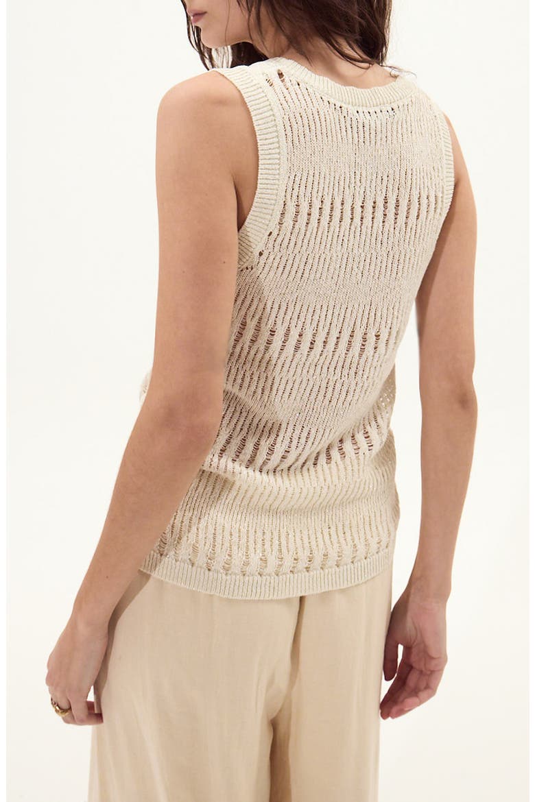 Mallorca Metallic Sheer Knit Tank, Alternate, color, OFF WHITE