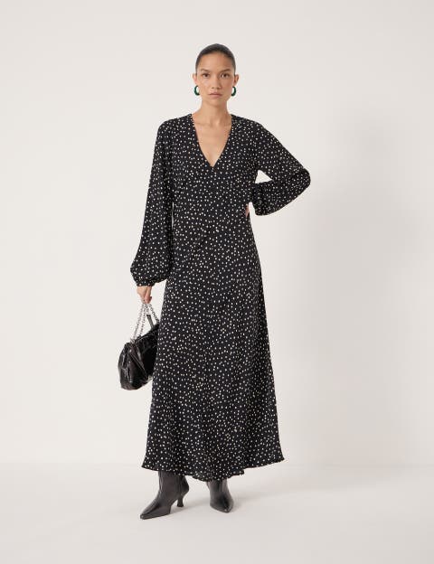 Grace V-Neck Long Sleeve Crepe Dress