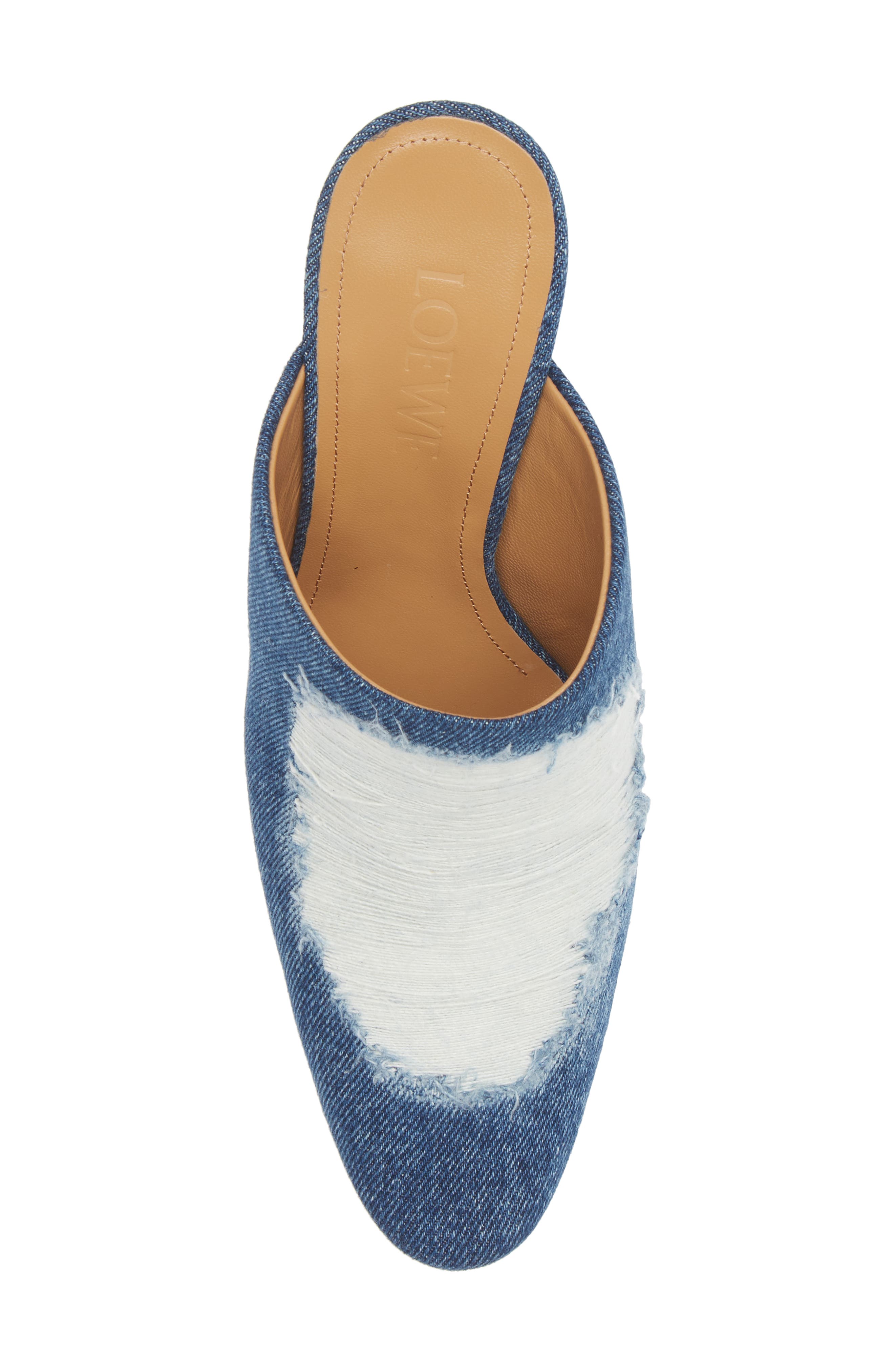 Ripped Denim Mule, Alternate, color, WASHED DENIM