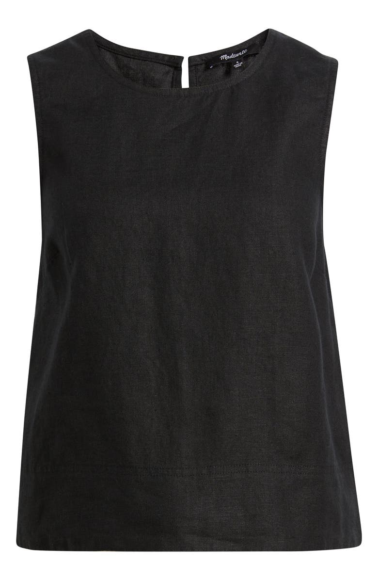 Madewell Suki Sleeveless Linen Top, Alternate, color, Jet Black