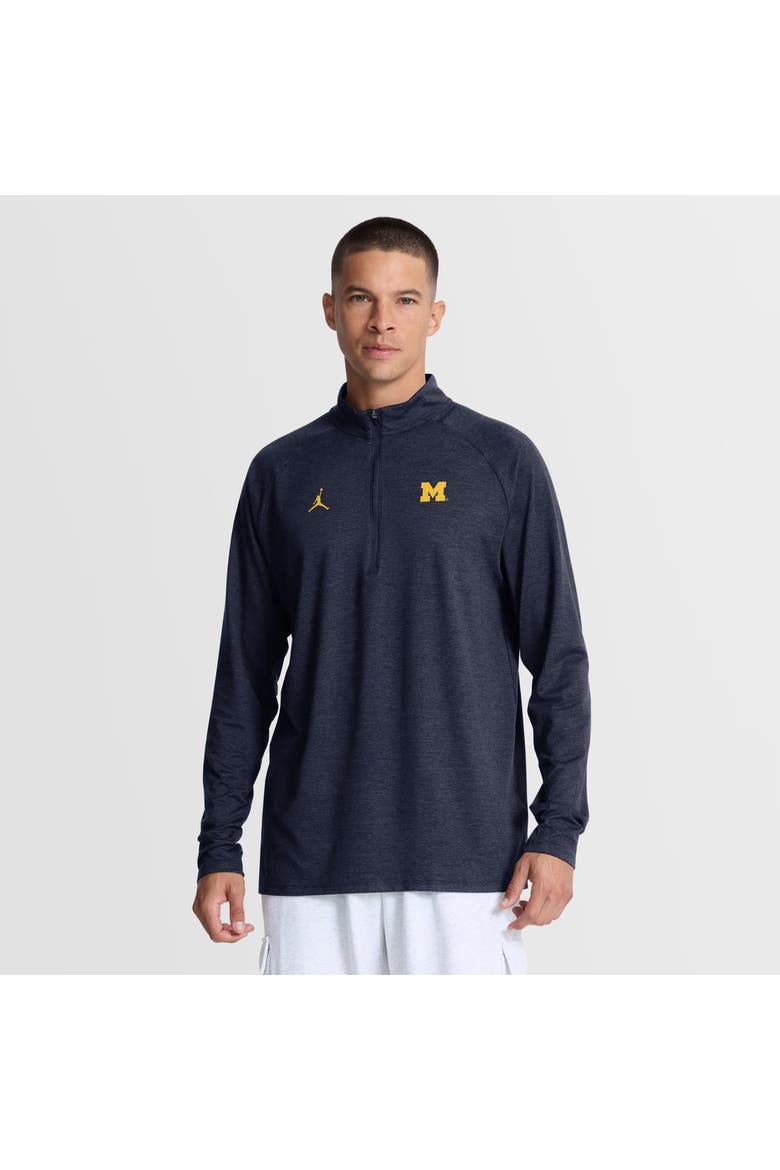 Men's  Jordan Brand  Navy Michigan Wolverines Dri-FIT Stride Half-Zip Running Top, Main, color, Navy