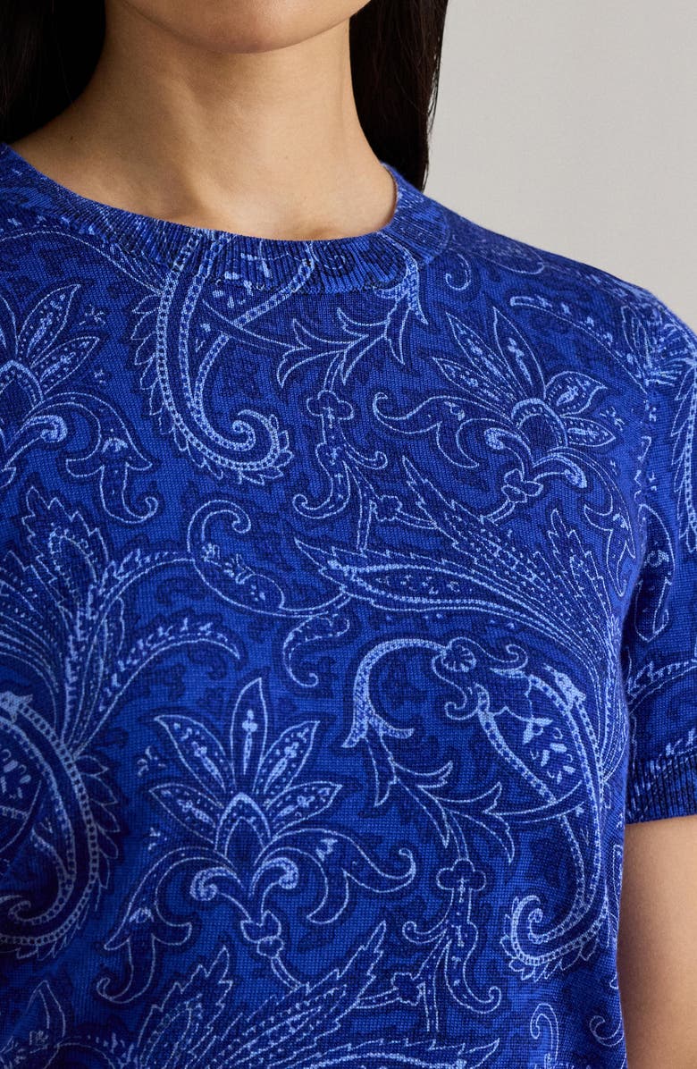 Lauren Ralph Lauren Paisley Cotton Blend Sweater, Alternate, color, Blue/ Multi