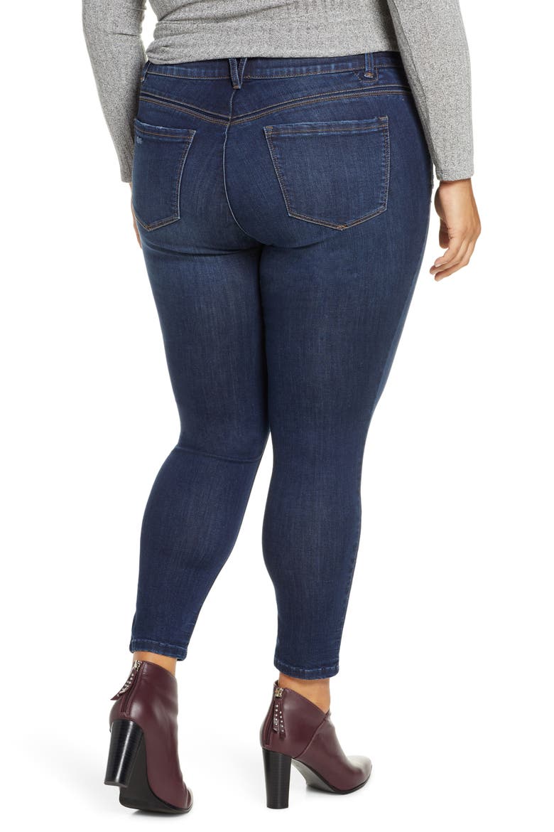 Ab-Solution Ripped High Waist Ankle Skinny Jeans (Nordstrom Exclusive), Alternate, color, BLUE