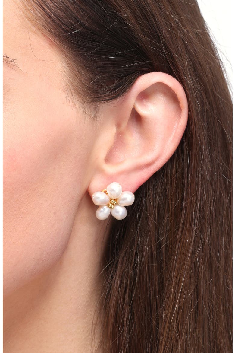 Butterfly Cluster Stud Earrings, Alternate, color, GOLD/ WHITE