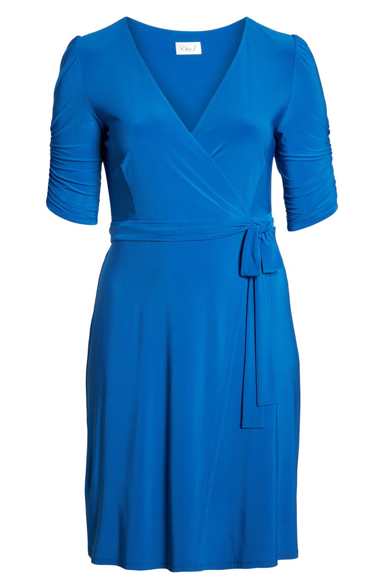 Eliza J Ruched Sleeve Faux Wrap Dress, Alternate, color, 