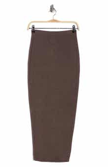 GO COUTURE Ruffle Slit Stretch Maxi Skirt