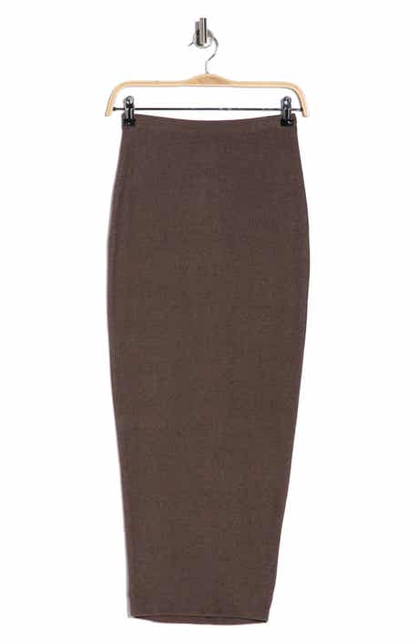 GO COUTURE Ruffle Slit Stretch Maxi Skirt