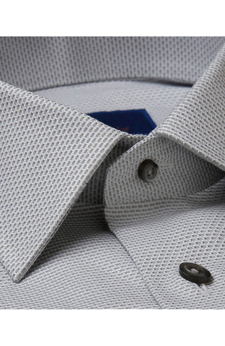 David Donahue Trim Fit Geometric Pattern Microdobby Dress Shirt, Alternate, color,