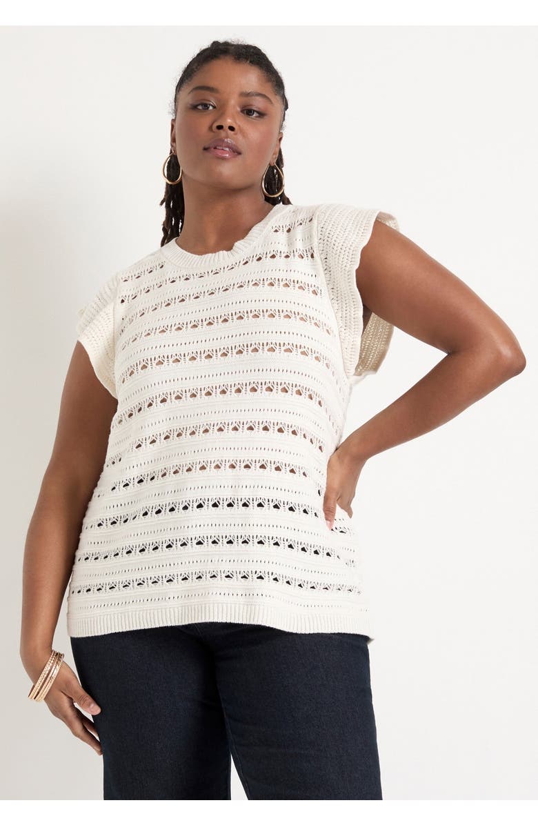 June + Vie Ruffled-Sleeve Top, Alternate, color, Sugar Swizzle