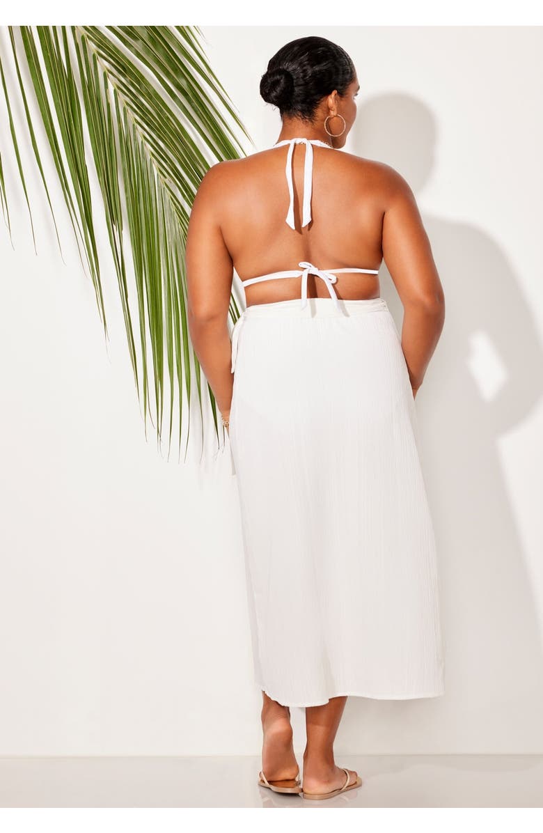 Swimsuits for All Crinkle Pleat Wrap Skirt Cover Up, Alternate, color, White