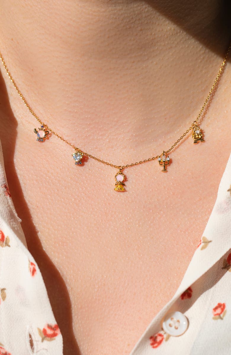 Girls Crew x Disney Beauty and the Beast Charm Necklace, Alternate, color, Gold