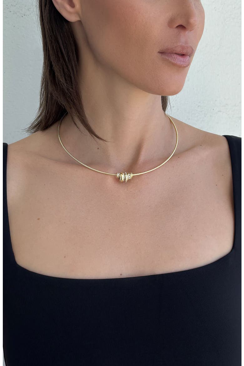 14K Gold Plated Crystal Rondelle Pendant Necklace, Alternate, color, GOLD