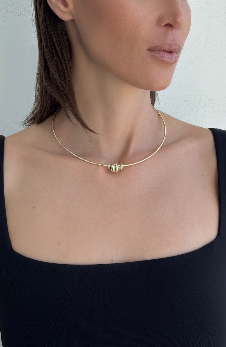 Adornia 14K Gold Plated Crystal Rondelle Pendant Necklace, Alternate, color, Gold
