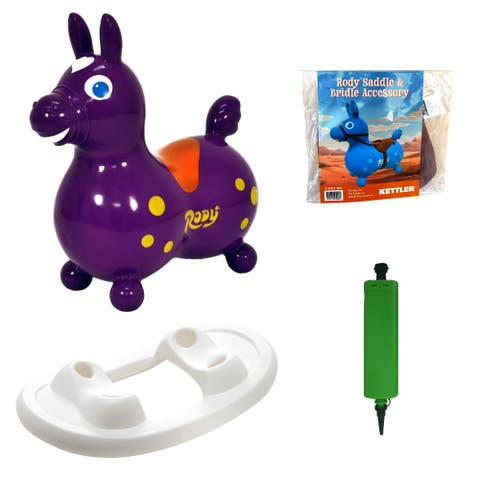 Rody Inflatable Bounce Horse with Rocking Base & Saddle-Bridle Accessory