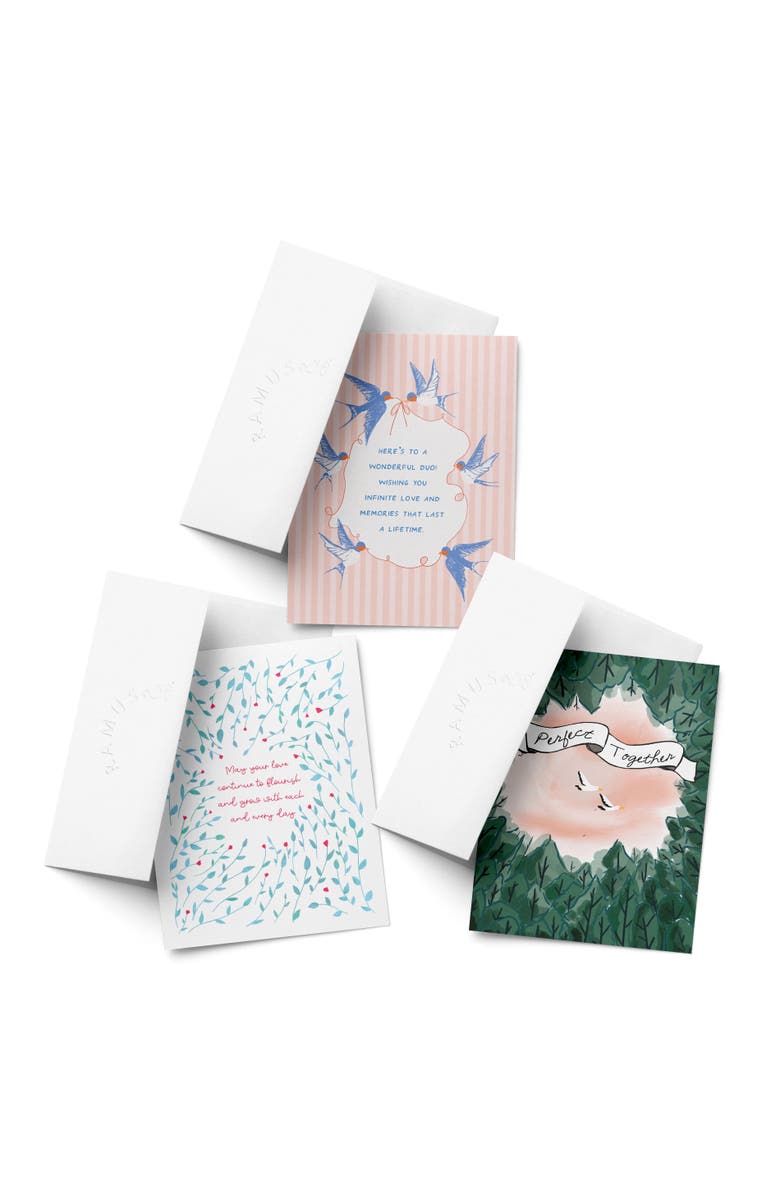 Ramus & Co Wedding Greeting Card Pack Sets (3 ct, Assorted) Swallows Wedding Wishes, May Your Love, Perfect Together Birds, Main, color, Multi-Pack