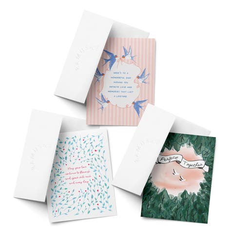 Wedding Greeting Card Pack Sets (3 ct, Assorted) Swallows Wedding Wishes, May Your Love, Perfect Together Birds