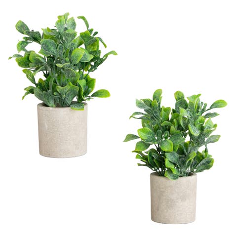 8-in Artificial Greenery in Decorative Planter - Set of 2