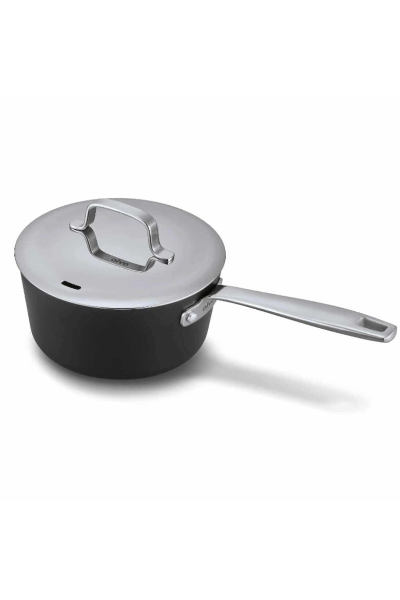 Maestro Ceramic Nonstick Saucepan with Lid, 2-Qt., Main, color, Black