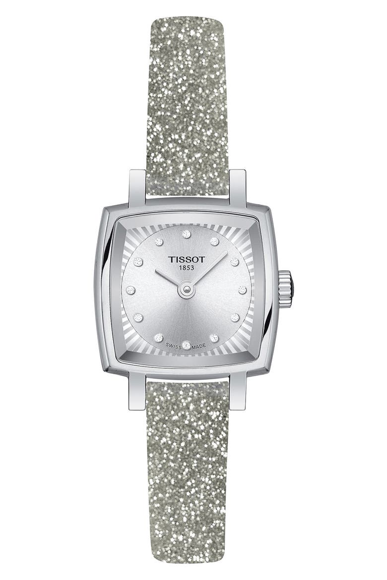 Loveley Square Diamond Watch with Interchangeable Straps, 20mm, Main, color, SILVER
