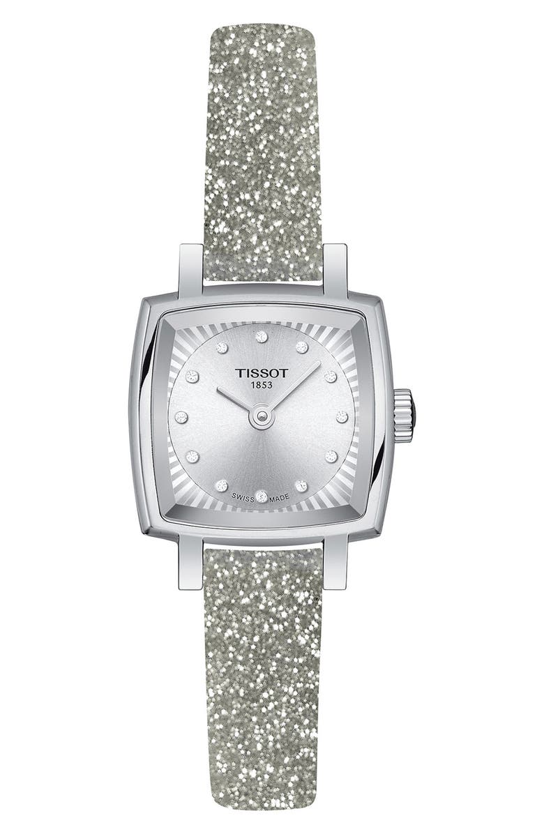 Tissot Loveley Square Diamond Watch with Interchangeable Straps, 20mm, Main, color, Silver