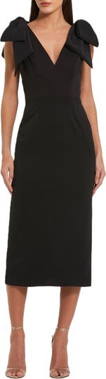 【Mac Duggal】Bow Strap Crepe Fitted Midi Dress 関税送料込 Mac Duggal Bow Strap Crepe Fitted Midi Dress | Nordstrom