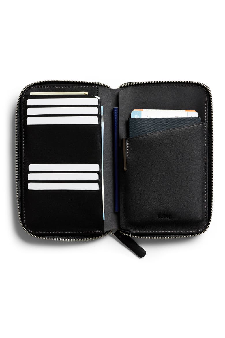 Leather RFID Travel Folio, Alternate, color, BLACK