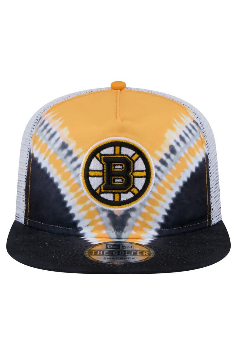 Men's New Era  Black/Gold Boston Bruins Throwback V-Dye Adjustable Golfer Hat, Alternate, color, Black