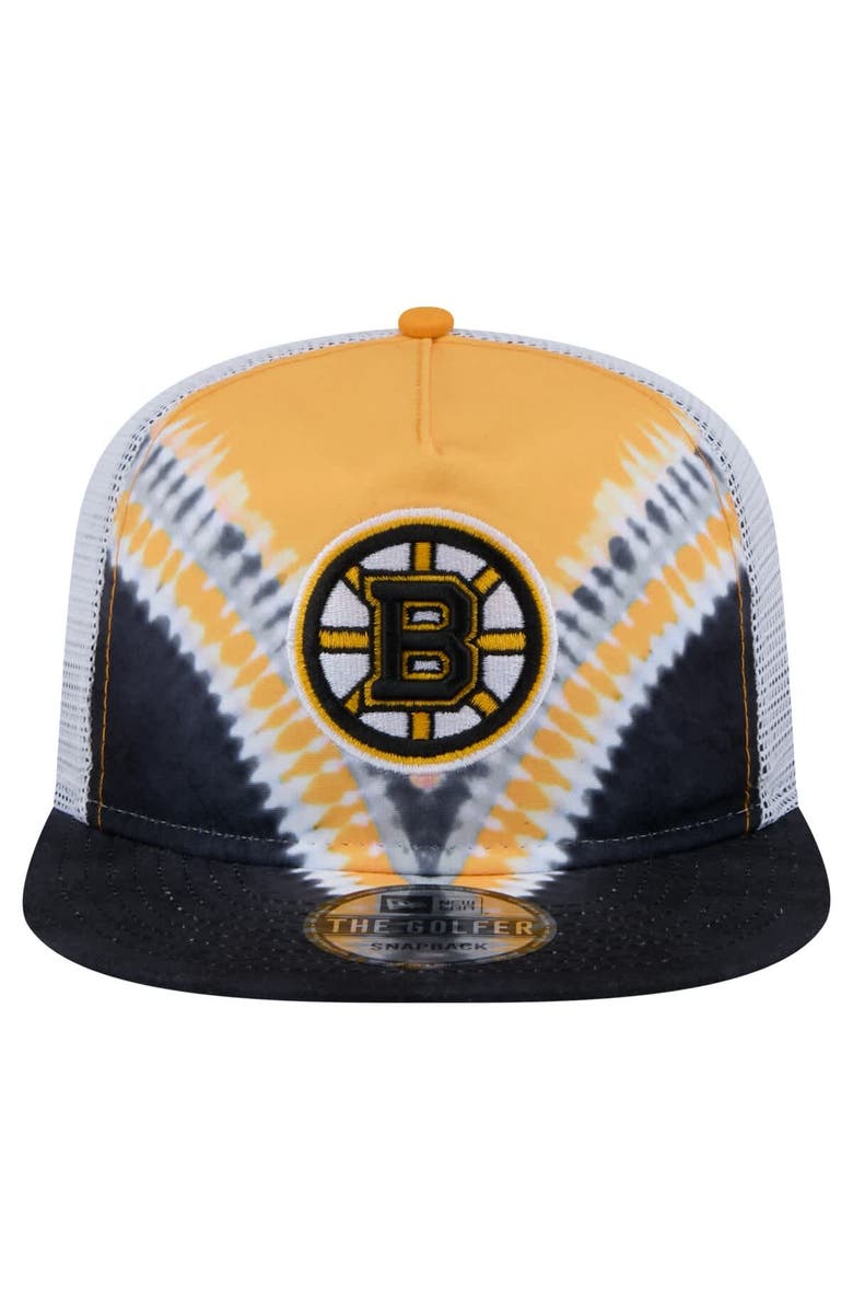New Era Men's New Era Black/Gold Boston Bruins Throwback V-Dye Adjustable Golfer Hat, Alternate, color, Black