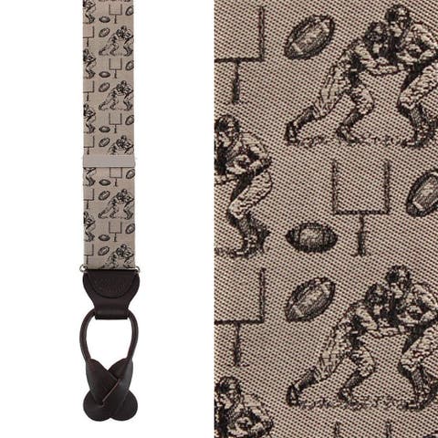 Field Goal Football Themed Novelty Silk Button End Suspenders (Braces)