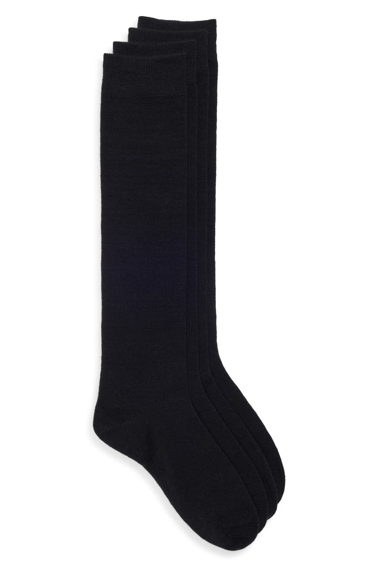 Assorted 2-Pack Merino Wool Blend Knee High Socks, Alternate, color, BLACK