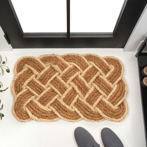 Jonathan Y Maeve Classic Coastal Scalloped Basketweave Coir Indoor/outdoor Doormat In Natural/bleach
