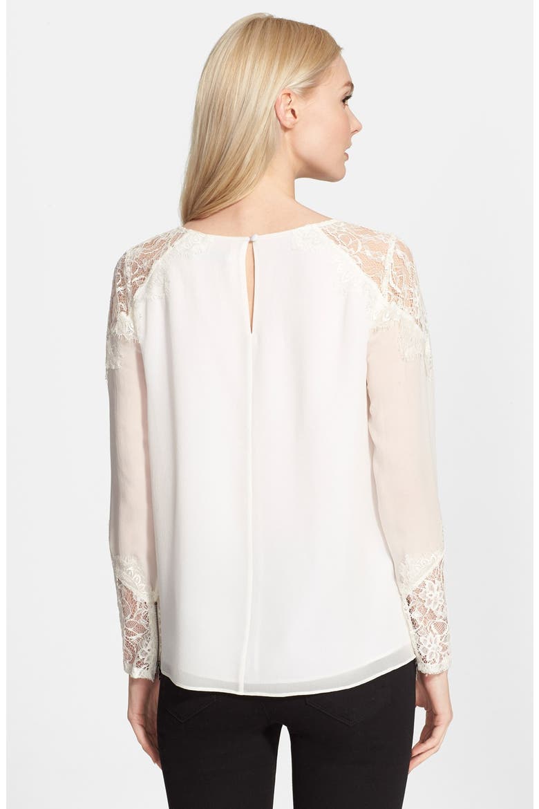 'Danyelle' Lace Inset Silk Blouse, Alternate, color, IVORY/ IVORY
