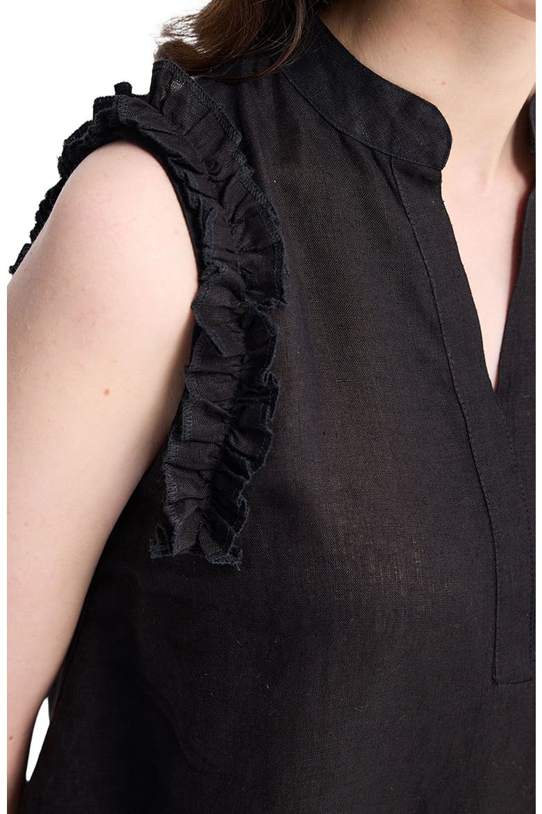 Sleeveless Hemp Top with Ruffles, Alternate, color, Black