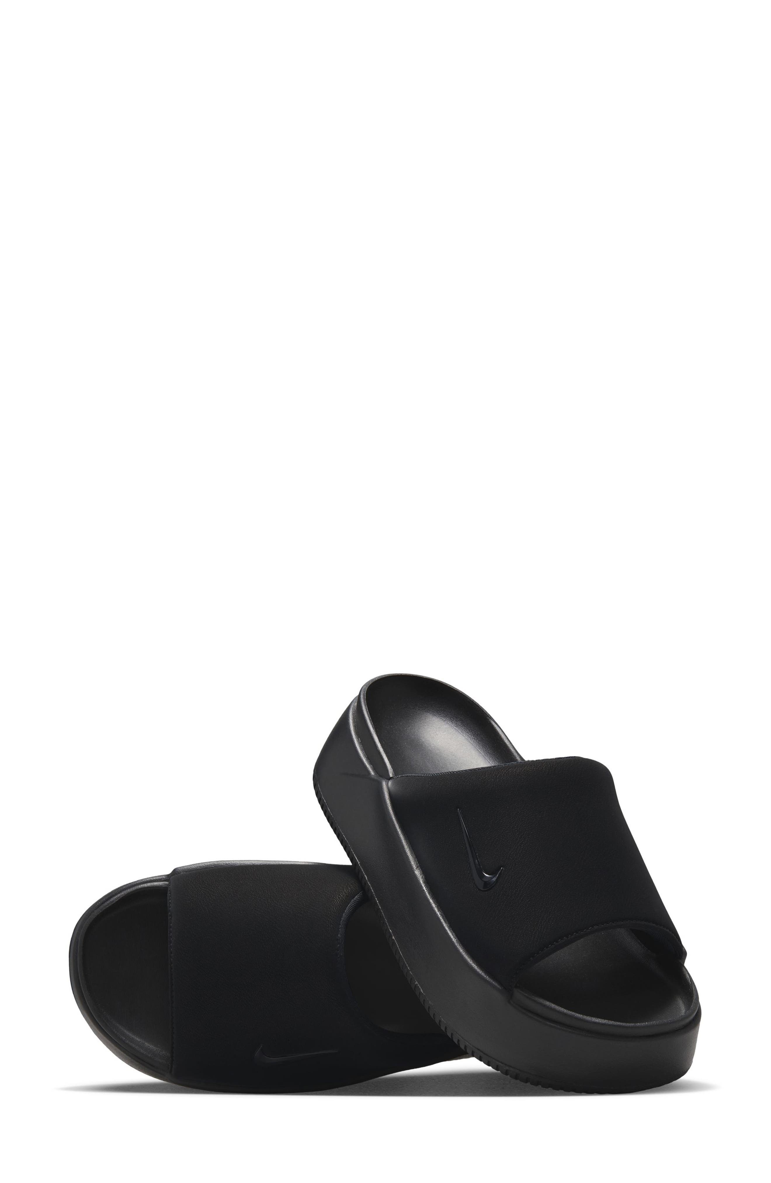Nike Calm Elevation Platform Slide, Alternate, color, Black/ Black